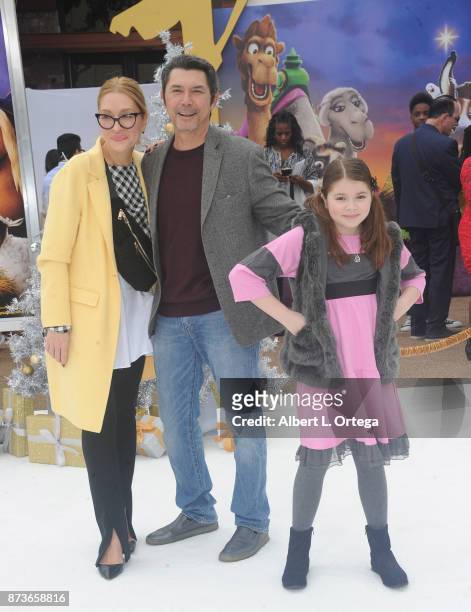 Yvonne Boismier Phillips, Lou Diamond Phillips and daughter arrive for the Premiere Of Columbia Pictures' "The Star" held at Regency Village Theatre...
