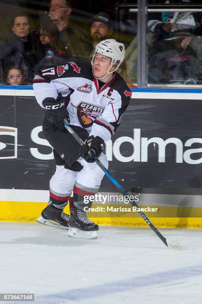 Tyler Benson of the Vancouver Giants skates against the Kelowna Rockets at Prospera Place on November 10, 2017 in Kelowna, Canada.