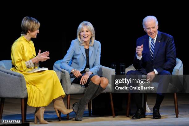 Cindi Leive, Dr. Jill Biden, and Joe Biden speak onstage during Glamour Celebrates 2017 Women Of The Year Live Summit at Brooklyn Museum on November...