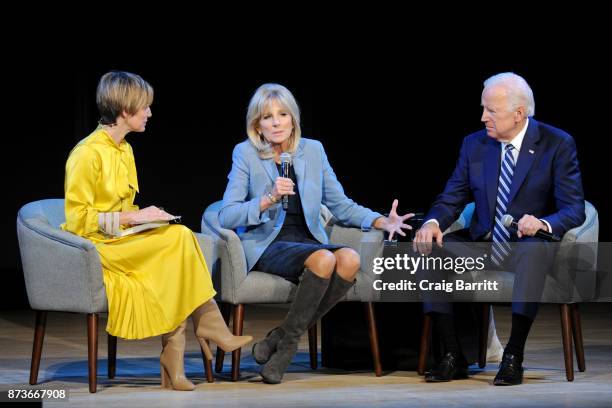 Cindi Leive, Dr. Jill Biden, and Joe Biden speak onstage during Glamour Celebrates 2017 Women Of The Year Live Summit at Brooklyn Museum on November...