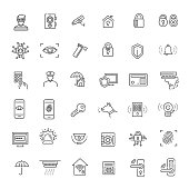 Simple Set of Home Security Related Vector Line Icons