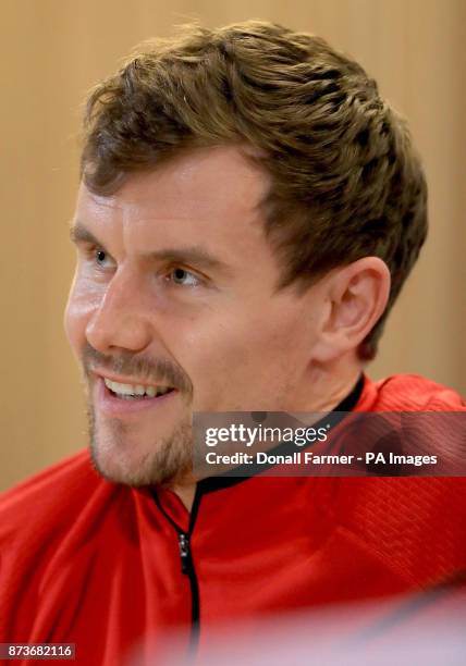 Andreas Bjelland during a press conference at the Aviva Stadium, Dublin.