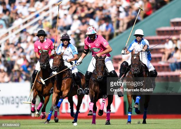 Guillermo Caset of Alegria hits the ball during a match between Alegria and Cria Yatay as part of the HSBC 124 Argentina Polo Open at Campo Argentino...