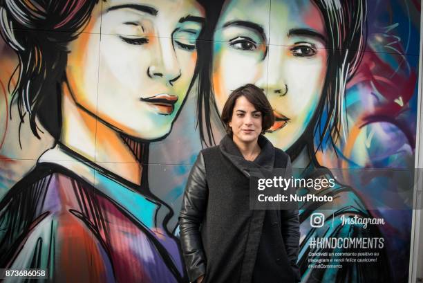 Alice Pasquini during On the occasion of the World Day of Kindness, Instagram inaugurates #KindCommentsWall of Testaccio, a mural created by local...
