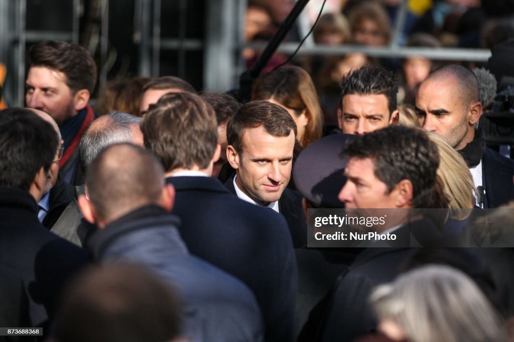 Emmanuel Macron attends a ceremony for the victims of attacks against the Bataclan concert hall