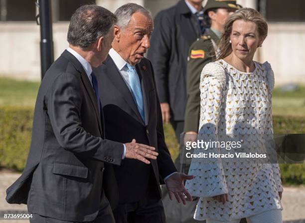 Portuguese President Marcelo Rebelo de Sousa , the President of Colombia Juan Manuel Santos Calderon and his wife Maria Clemencia Rodriguez Munera...