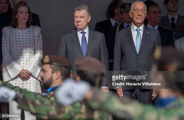 Portuguese President Marcelo Rebelo de Sousa and the President of Colombia Juan Manuel Santos Calderon and his wife Maria Clemencia Rodriguez Munera...