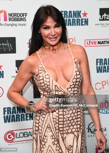 Lizzie Cundy arriving at The Nordoff Robbins Championship Boxing dinner held at London Hilton on November 13, 2017 in London, England.
