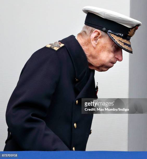 Prince Philip, Duke of Edinburgh attends the annual Remembrance Sunday Service at The Cenotaph on November 12, 2017 in London, England. This year...