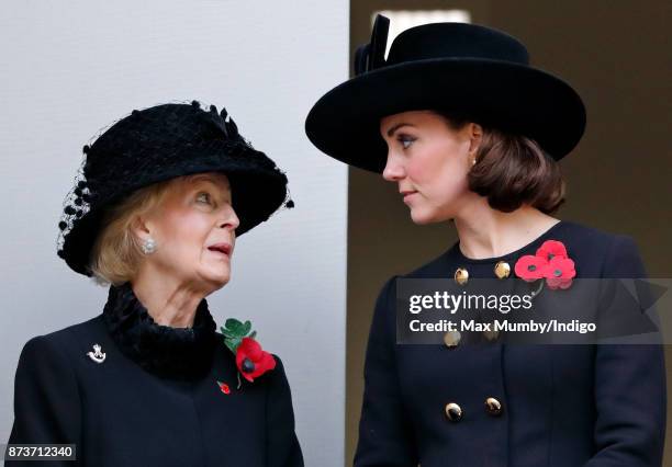 Princess Alexandra, The Honourable Lady Ogilvy and Catherine, Duchess of Cambridge attend the annual Remembrance Sunday Service at The Cenotaph on...