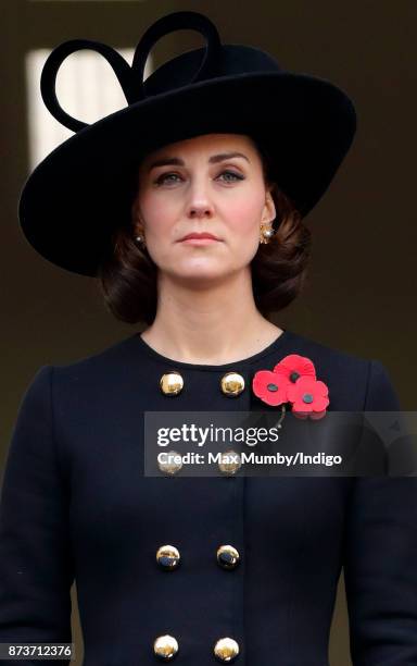 Catherine, Duchess of Cambridge attends the annual Remembrance Sunday Service at The Cenotaph on November 12, 2017 in London, England. This year...