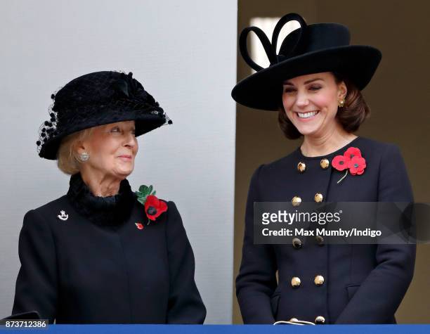 Princess Alexandra, The Honourable Lady Ogilvy and Catherine, Duchess of Cambridge attend the annual Remembrance Sunday Service at The Cenotaph on...
