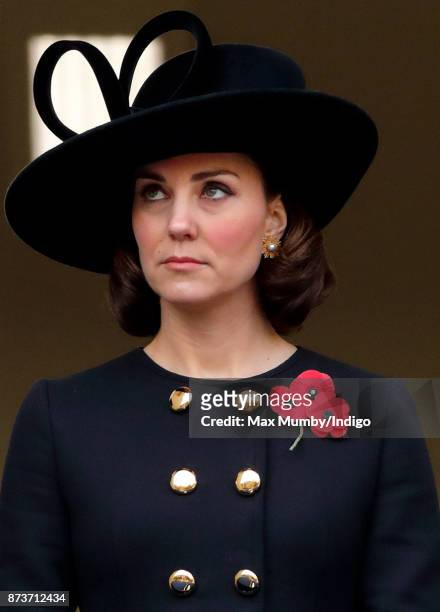 Catherine, Duchess of Cambridge attends the annual Remembrance Sunday Service at The Cenotaph on November 12, 2017 in London, England. This year...