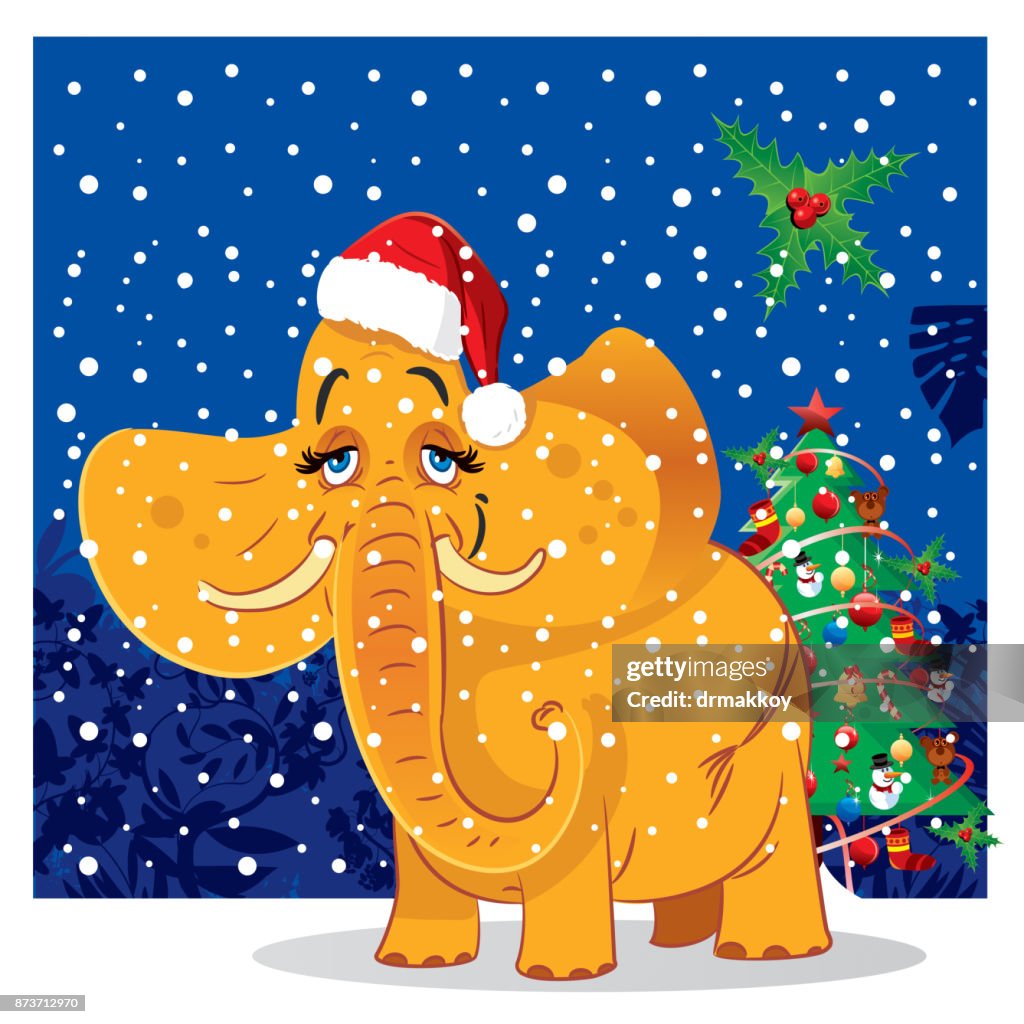 Elephant and santa claus
