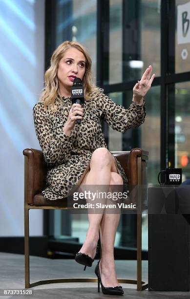 Actress Leslie Grossman visits Build to discuss "American Horror Story" at Build Studio on November 13, 2017 in New York City.