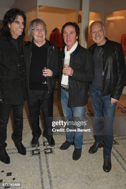 Alice Cooper, Bill Wyman, Kenney Jones and Peter Frampton attend the unveiling of "The Adoration Trilogy: Searching For Apollo" by Alistair Morrison,...