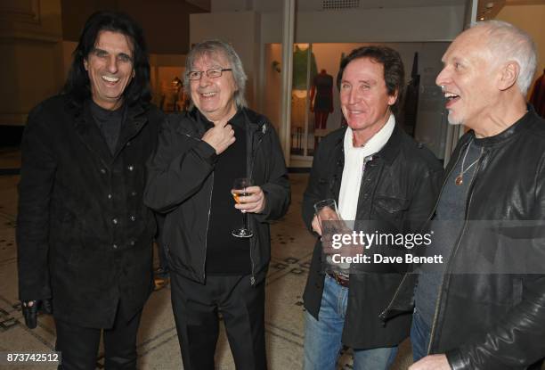 Alice Cooper, Bill Wyman, Kenney Jones and Peter Frampton attend the unveiling of "The Adoration Trilogy: Searching For Apollo" by Alistair Morrison,...