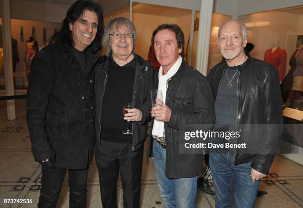 Alice Cooper, Bill Wyman, Kenney Jones and Peter Frampton attend the unveiling of "The Adoration Trilogy: Searching For Apollo" by Alistair Morrison,...