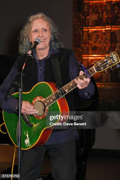 Donovan performs at the unveiling of "The Adoration Trilogy: Searching For Apollo" by Alistair Morrison, hosted by Roger Daltrey to benefit the...