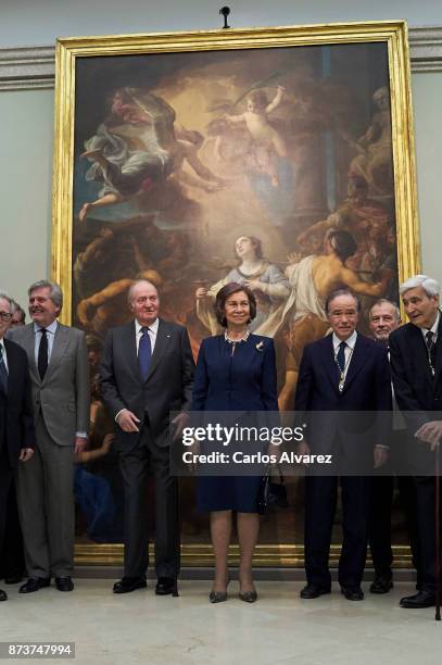 King Juan Carlos and Queen Sofia deliver the Medal of Honor to the Royal Theater at the San Fernando Museum on November 13, 2017 in Madrid, Spain.