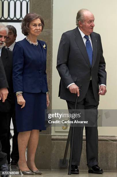 King Juan Carlos and Queen Sofia deliver the Medal of Honor to the Royal Theater at the San Fernando Museum on November 13, 2017 in Madrid, Spain.