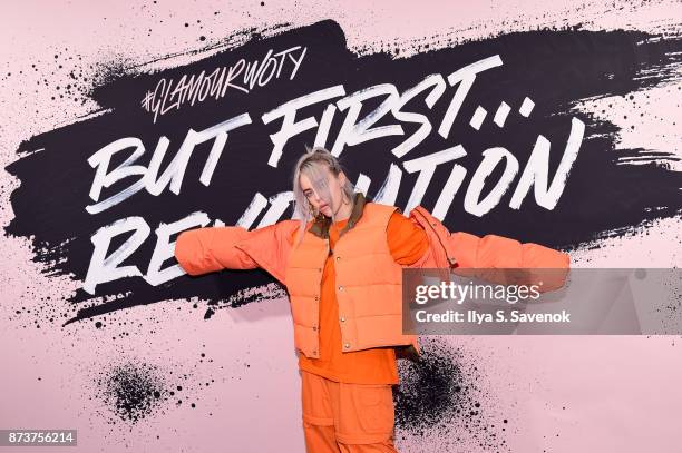 Recording artist Billie Eilish poses during Glamour Celebrates 2017 Women Of The Year Live Summit at Brooklyn Museum on November 13, 2017 in New York...