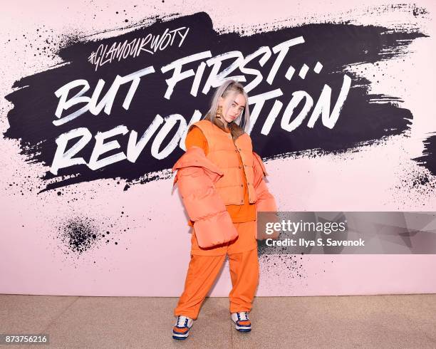 Recording artist Billie Eilish poses during Glamour Celebrates 2017 Women Of The Year Live Summit at Brooklyn Museum on November 13, 2017 in New York...