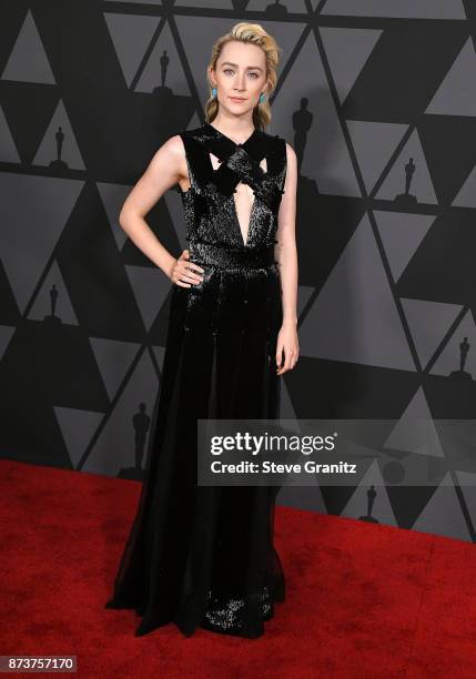 Saoirse Ronan arrives at the Academy Of Motion Picture Arts And Sciences' 9th Annual Governors Awards at The Ray Dolby Ballroom at Hollywood &...