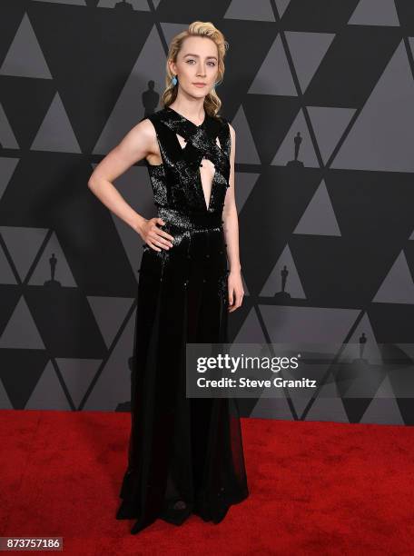 Saoirse Ronan arrives at the Academy Of Motion Picture Arts And Sciences' 9th Annual Governors Awards at The Ray Dolby Ballroom at Hollywood &...