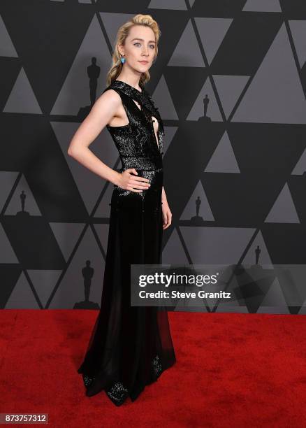 Saoirse Ronan arrives at the Academy Of Motion Picture Arts And Sciences' 9th Annual Governors Awards at The Ray Dolby Ballroom at Hollywood &...