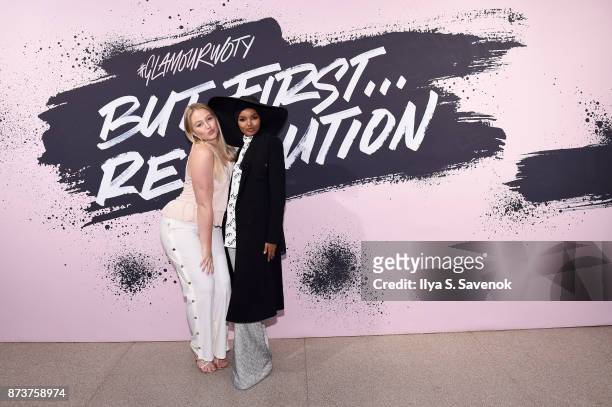 Models Iskra Lawrence and Halima Aden pose during Glamour Celebrates 2017 Women Of The Year Live Summit at Brooklyn Museum on November 13, 2017 in...