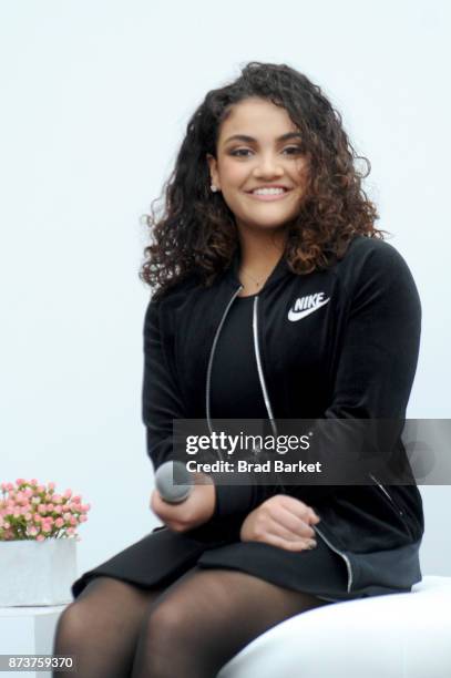 Olympic Medalist Laurie Hernandez speaks during Glamour Celebrates 2017 Women Of The Year Live Summit at Brooklyn Museum on November 13, 2017 in New...