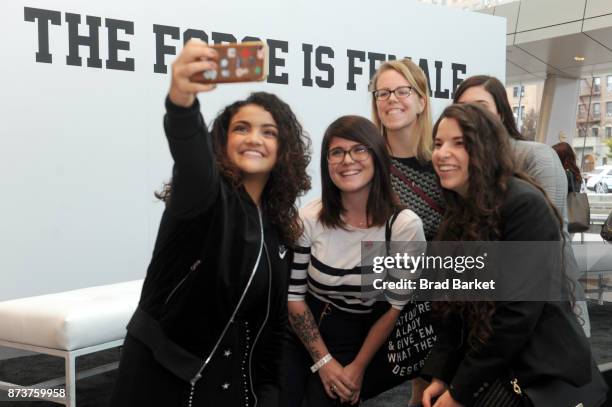 Olympic Medalist Laurie Hernandez takes a selfie with guests during Glamour Celebrates 2017 Women Of The Year Live Summit at Brooklyn Museum on...