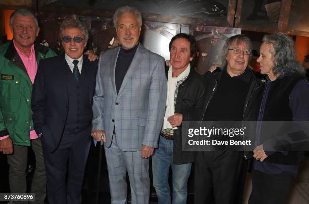 Carl Palmer, Roger Daltrey, Sir Tom Jones, Kenney Jones, Bill Wyman and Donovan attend the unveiling of "The Adoration Trilogy: Searching For Apollo"...