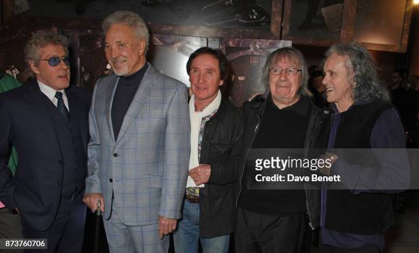 Roger Daltrey, Sir Tom Jones, Kenney Jones, Bill Wyman and Donovan attend the unveiling of "The Adoration Trilogy: Searching For Apollo" by Alistair...