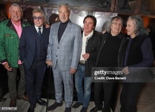 Carl Palmer, Roger Daltrey, Sir Tom Jones, Kenney Jones, Bill Wyman and Donovan attend the unveiling of "The Adoration Trilogy: Searching For Apollo"...