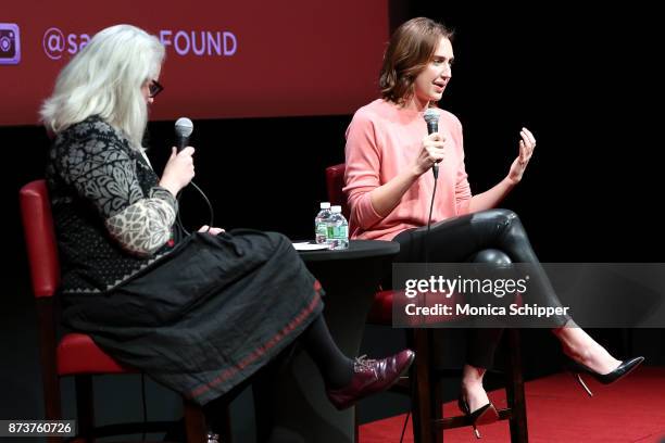 Thelma Adams speaks with actress Anna Schafer during SAG-AFTRA Foundation Conversations: "Elizabeth Blue" With Anna Schafer And Thelma Adams at The...