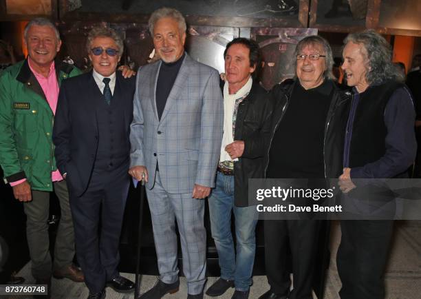 Carl Palmer, Roger Daltrey, Sir Tom Jones, Kenney Jones, Bill Wyman and Donovan attend the unveiling of "The Adoration Trilogy: Searching For Apollo"...