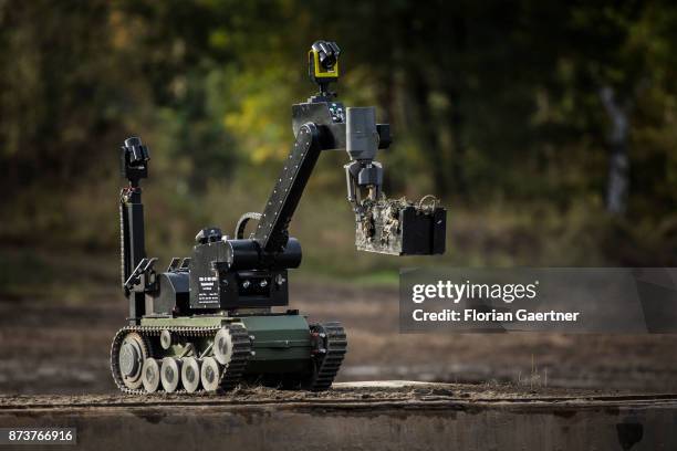 Remote-controlled robot 'Theodor' to defuse explosives. Shot during an exercise of the land forces on October 13, 2017 in Munster, Germany.