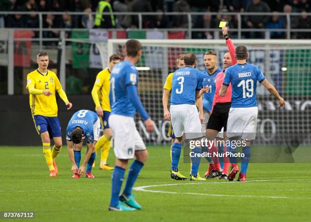 Giorgio Chiellini during the playoff match for qualifying for the Football World Cup 2018 between Italia v Svezia, in Milan, on November 13, 2017.