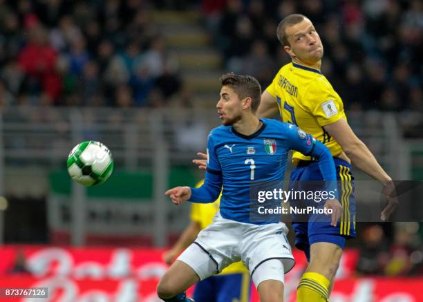 Jorginho during the playoff match for qualifying for the Football World Cup 2018 between Italia v Svezia, in Milan, on November 13, 2017.