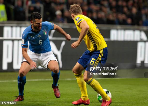 Antonio Candreva during the playoff match for qualifying for the Football World Cup 2018 between Italia v Svezia, in Milan, on November 13, 2017.