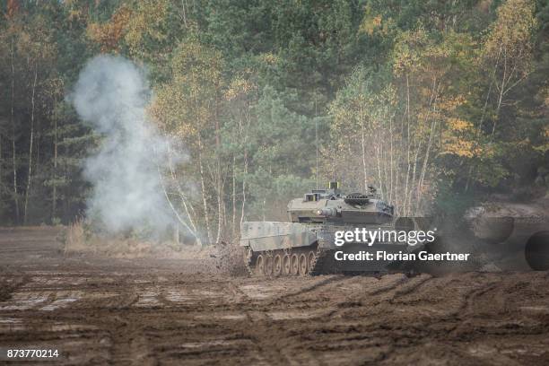 Main battle tank 'Leopard2'. Shot during an exercise of the land forces on October 13, 2017 in Munster, Germany.