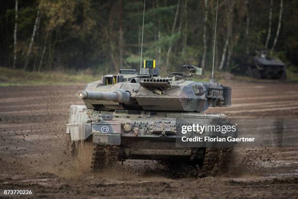 Main battle tank 'Leopard2'. Shot during an exercise of the land forces on October 13, 2017 in Munster, Germany.