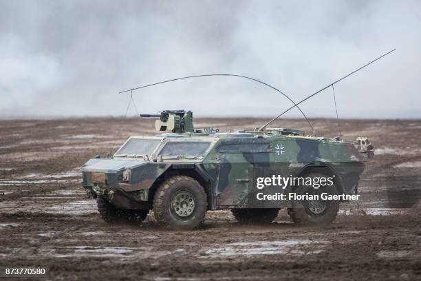 Armored scout car 'Fennek'. Shot during an exercise of the land forces on October 13, 2017 in Munster, Germany.