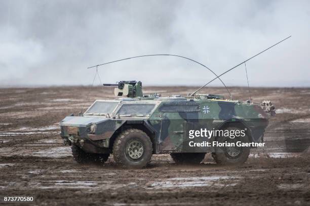 Armored scout car 'Fennek'. Shot during an exercise of the land forces on October 13, 2017 in Munster, Germany.