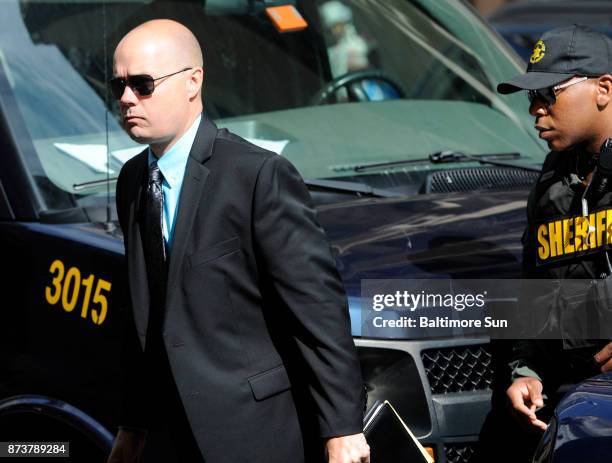 Lt. Brian Rice arrives at Courthouse East in July 2016 for closing arguments in his trial, where the highest-ranking Baltimore City police officer...