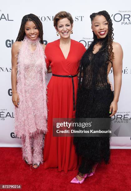 Halle Bailey, Cindi Leive, and Chloe Bailey attend Glamour's 2017 Women of The Year Awards at Kings Theatre on November 13, 2017 in Brooklyn, New...