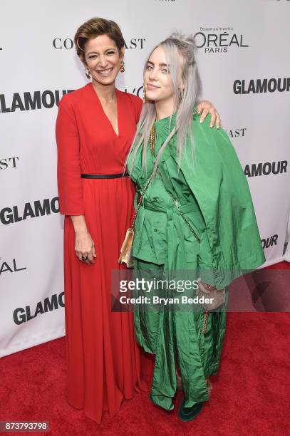 Glamour Editor in Chief Cindi Leive and Singer Billie Eilish attend Glamour's 2017 Women of The Year Awards at Kings Theatre on November 13, 2017 in...