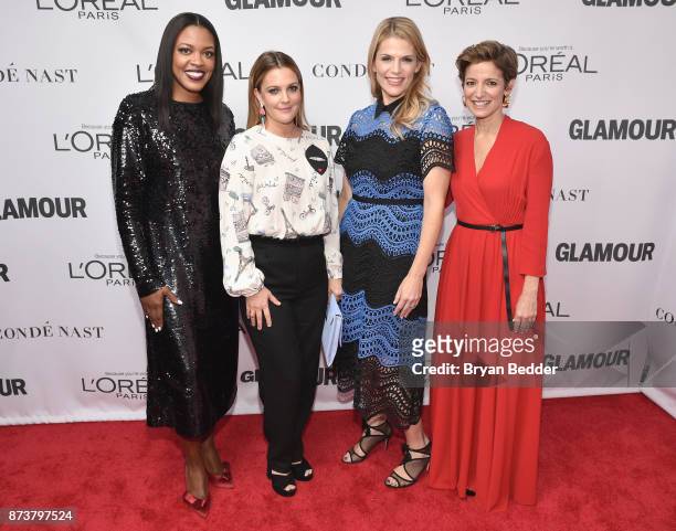 Anne Marie Nelson-Bogle, Drew Barrymore, Alison Moore and Cindi Leive attend Glamour's 2017 Women of The Year Awards at Kings Theatre on November 13,...